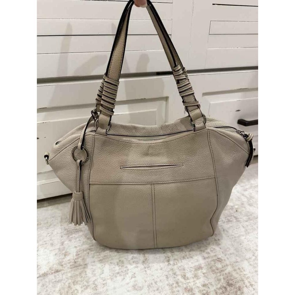 Sanctuary Cream Pebbled Leather Hobo Tassel Satchel